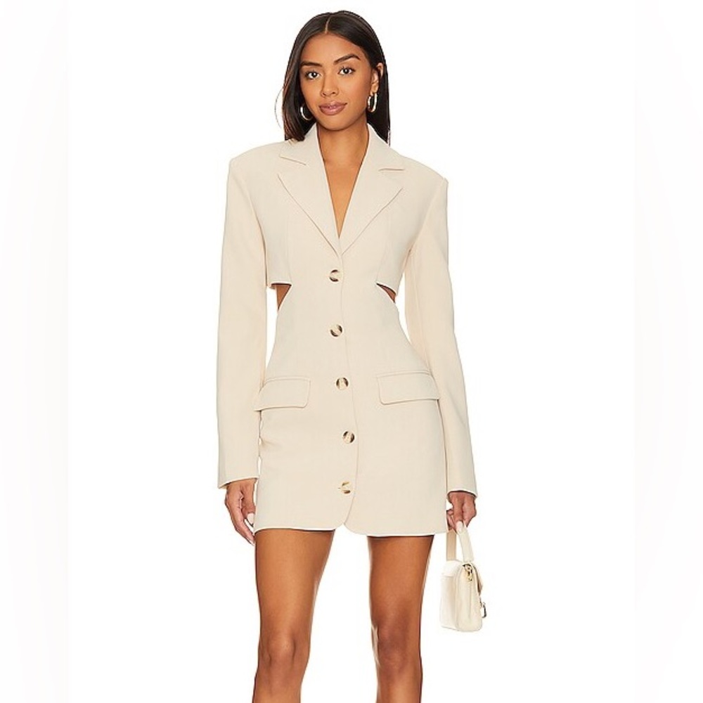 L'Academie Desiree Blazer Dress in Beige